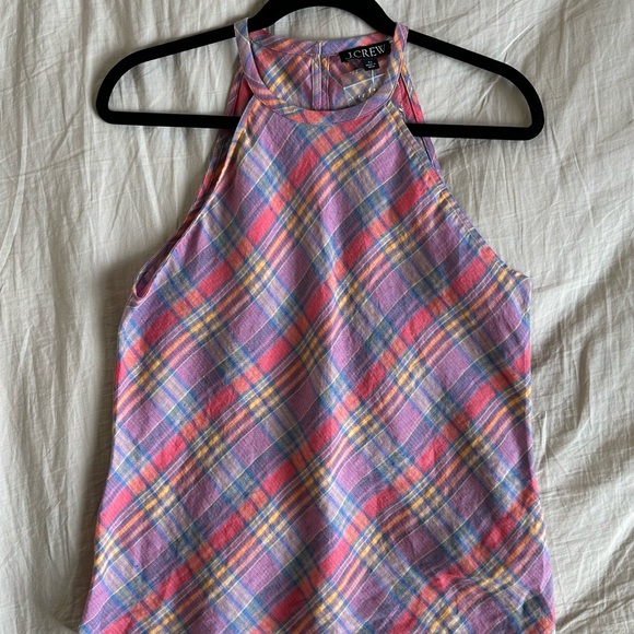 J.CREW Multicolor Plaid Print Tank Top Cotton Linen Colorful Halter Tank Size-XS - Picture 7 of 9